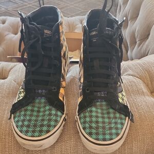Vans Checkered High-Top Sneakers - Black, Green, Yellow